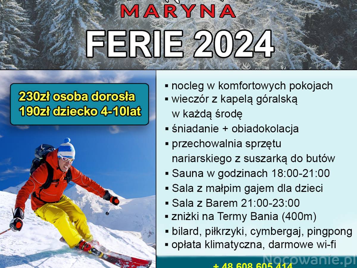 Ferie zimowe 2025, Dom Wypoczynkowy Maryna