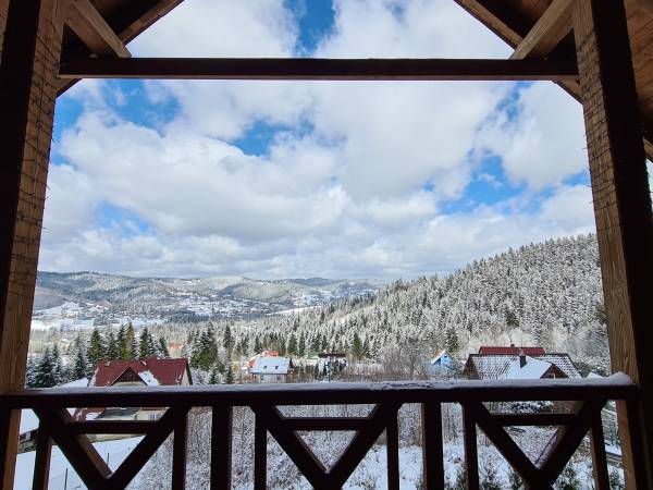 Widok z górnego tarasu zimą