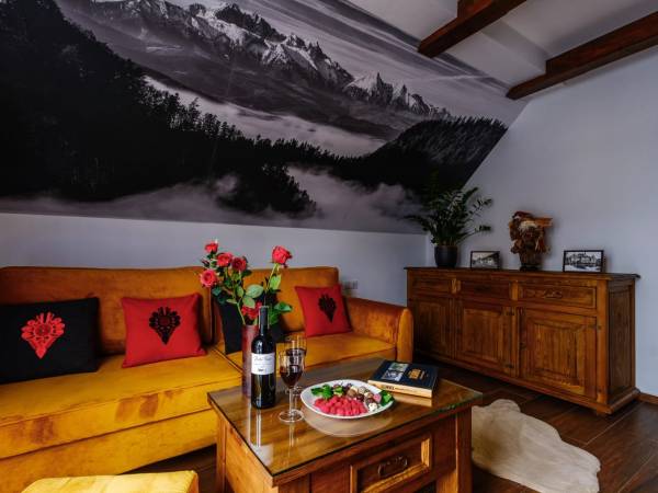 Apartament Czteroosobowy z 1 lub 2 łóżkami z sofą, łazienką i balkonem