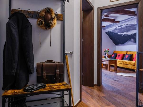 Apartament Czteroosobowy z 1 lub 2 łóżkami z sofą, łazienką i balkonem