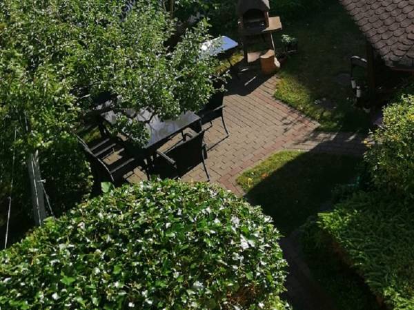 Widok z lotu mewy na ogródek.