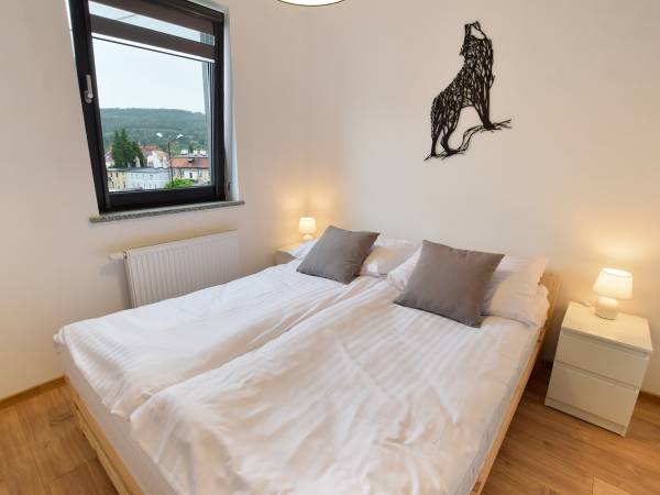 Sypialnia w apartamencie Wilczy Szlak 