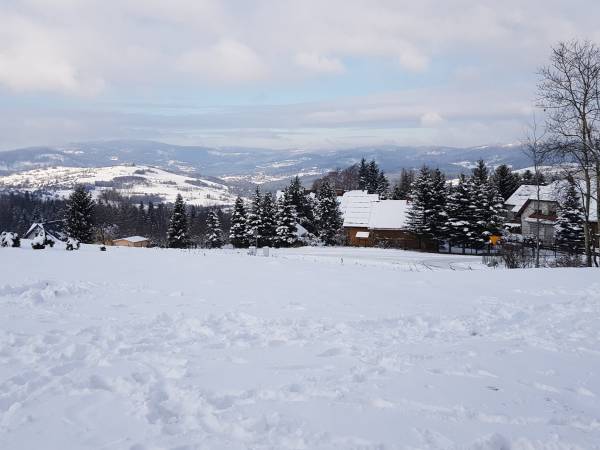 Dom z widokiem Szańce - Widok z działki na Złoty Groń