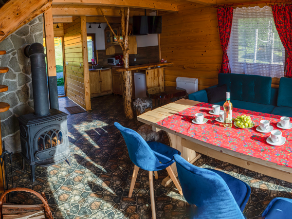 Salon z kominkiem Domek Mikówka