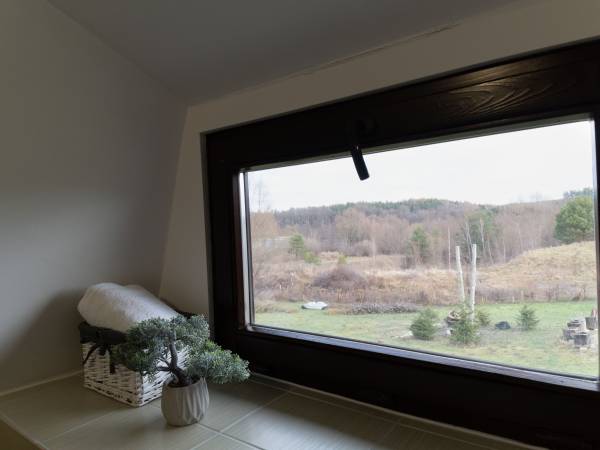 widok z donku na tereny zieleni ekologicznej