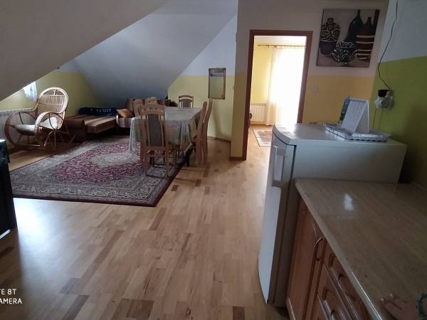 Widok z kuchni do salonu