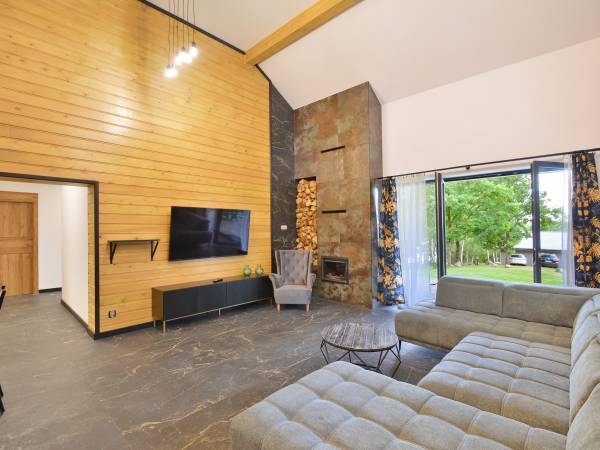 Dom Oskar salon z kominkiem