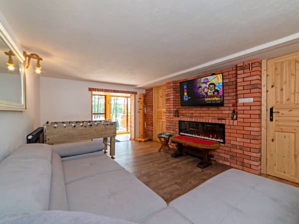 Sala kominkowa z kominkiem LED