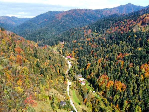 Góralskie domki z lotu ptaka