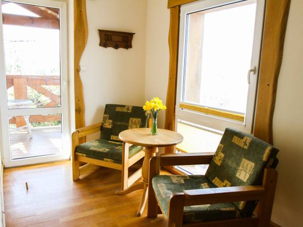 pokój wypoczynkowy w apartamencie dębowym