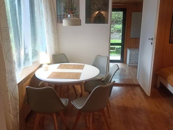 Apartament 5 osobowy, 2 pokojowy, z kominkiem typu "koza", z aneksem kuchennym i własnym ogródkiem. 