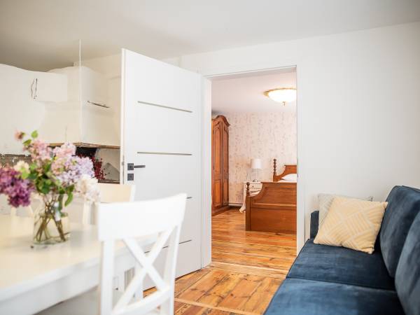 Dom ośmioosobowy (salon z widokiem na sypialnie)