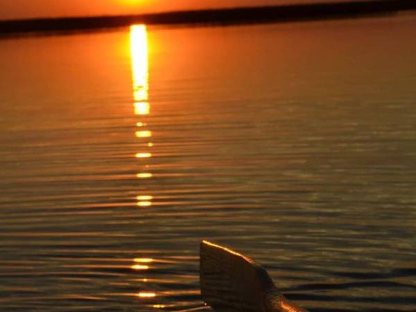 Zachód słońca z naszej łódeczki