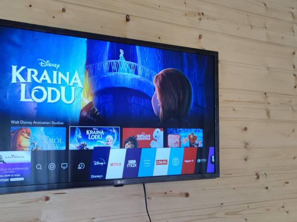 Telewizor: Netflix, Disney +, HBO MAX, Youtube Premium, Prime, Showtime - Domek Drewniany