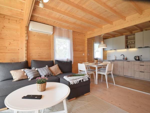 salon i kuchnia w domku "trzy"