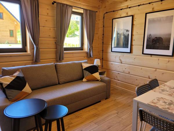 Otwarty salon/ rozkładana kanapa/domek nr 3