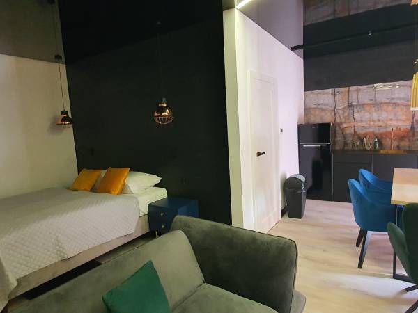 Apartament z jedną oddzielną zamykaną sypialnią z neksem kuchennym kuchenka zmywarka Express do kawy