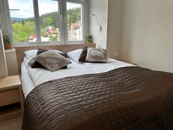 Apartament Sun and Ski, sypialnia mieszkania dwupokojowego. 