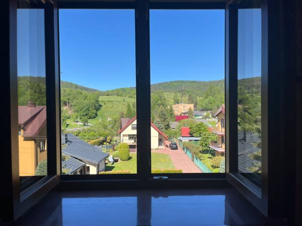 Widok z apartamentu na poddaszu