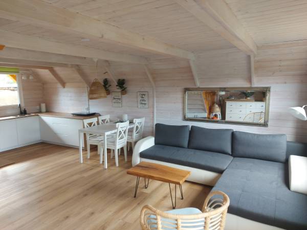 salon domek drewniany