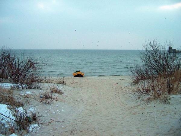 zimowy widok na plażę
