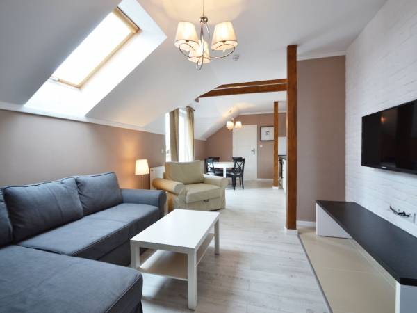 Apartament B - duży, przestronny, dwupokojowy z kominkiem.