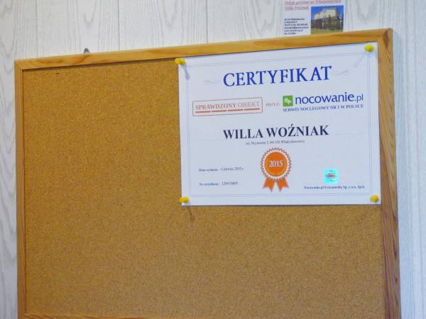 Certyfikat naszego obiektu